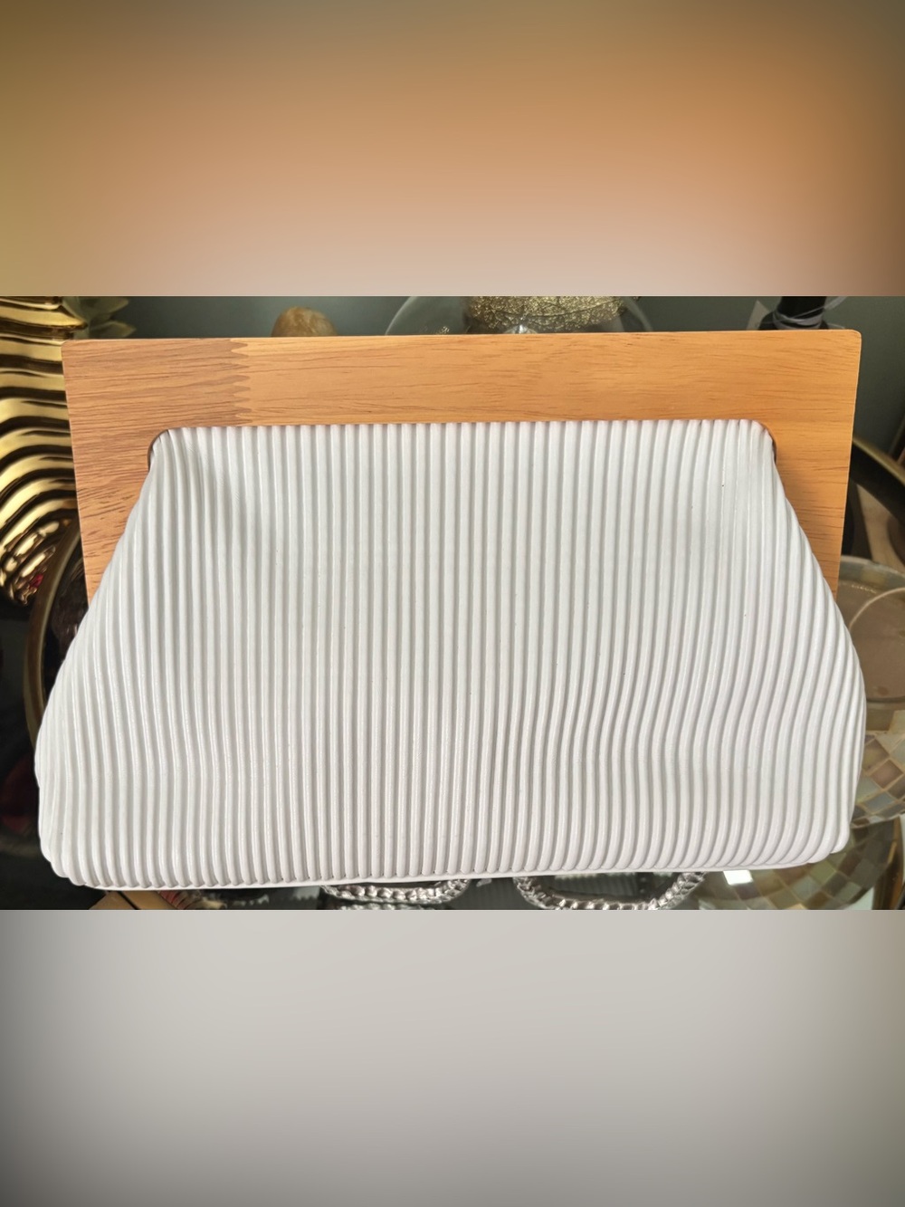 White Ribbed Clutch